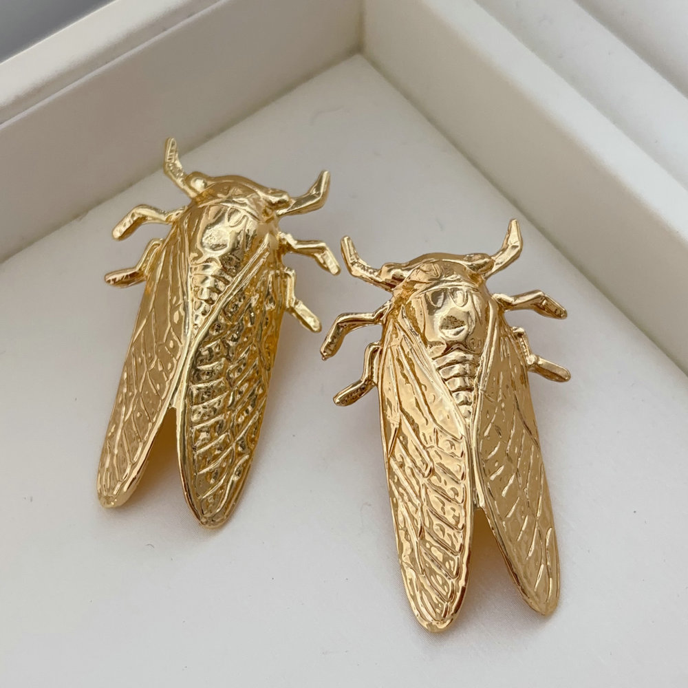 Metal cicada earrings