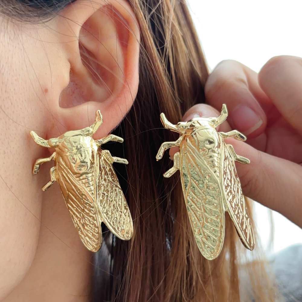 Metal cicada earrings