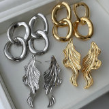 Metal link chain earrings
