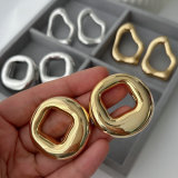 Metal square earrings