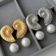 Snail pearl earrings