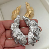 Chunky metal leaf earrings