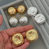 Metal round square earrings
