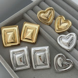 Metal square heart earrings