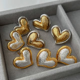 Two tone heart earrings