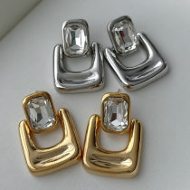 Metal square earrings