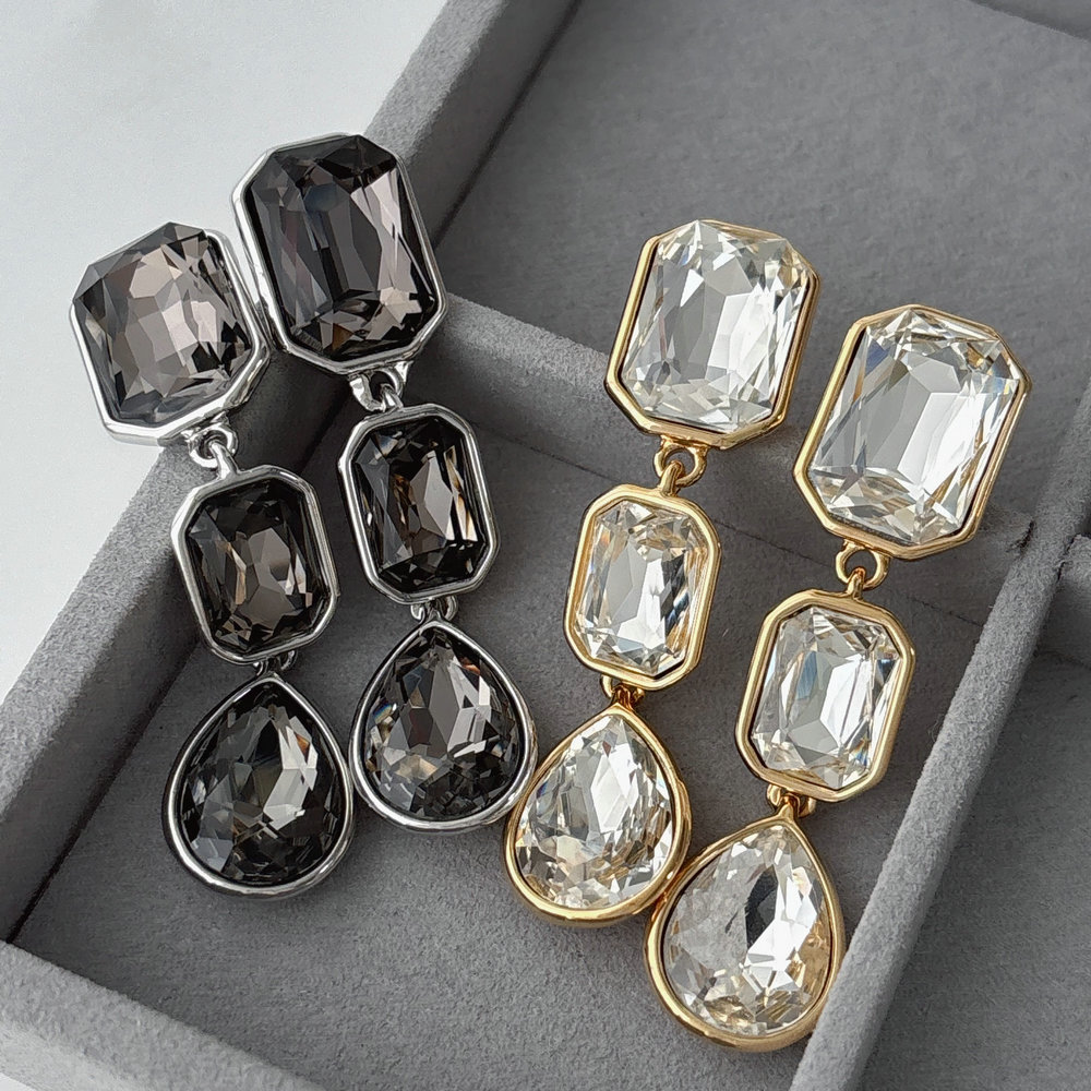 Crystal long earrings