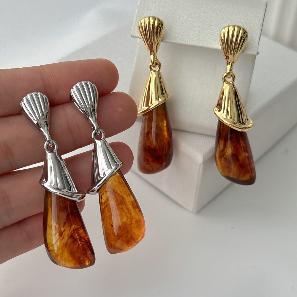 Brown acrylic earrings