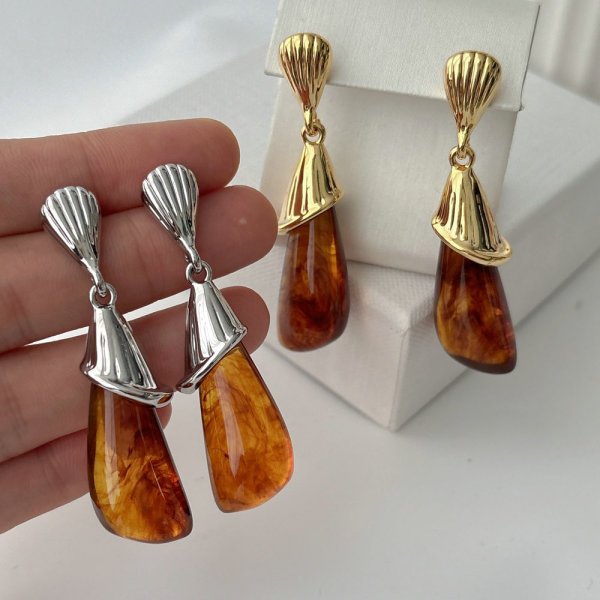 Brown acrylic earrings