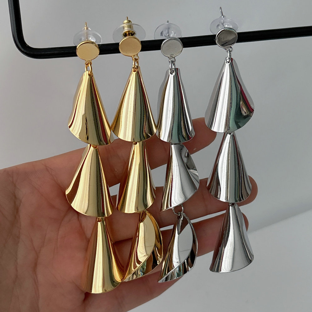 Long metal tassel earrings