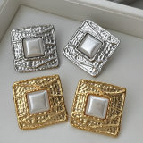 Metal chunky square earrings