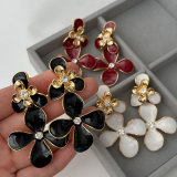 Enamel flower earrings