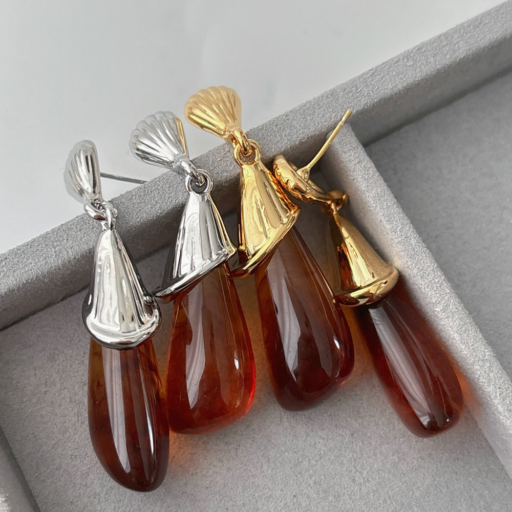 Brown acrylic earrings