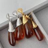 Brown acrylic earrings