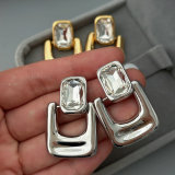 Metal square earrings