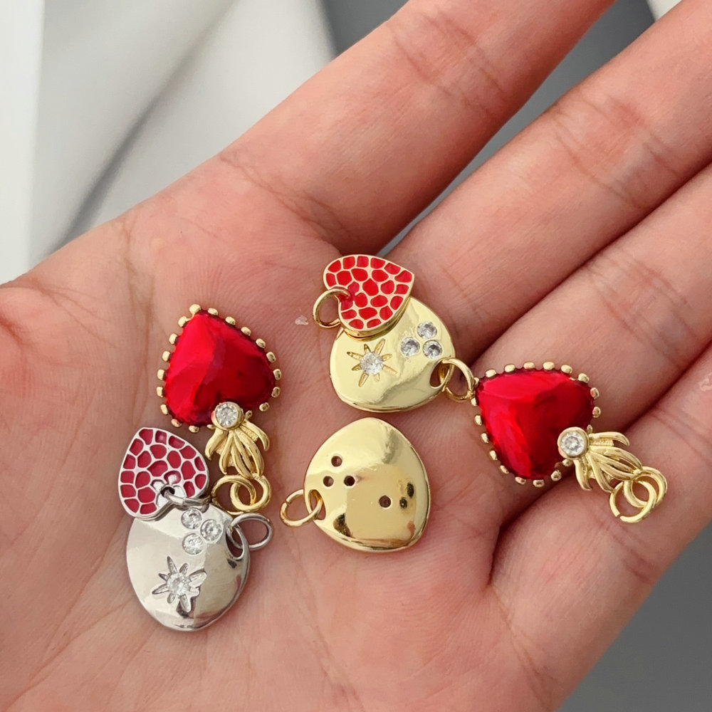 Enamel diy heart charm