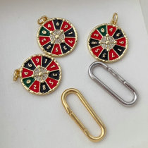 Pave colorful round charm and clasp
