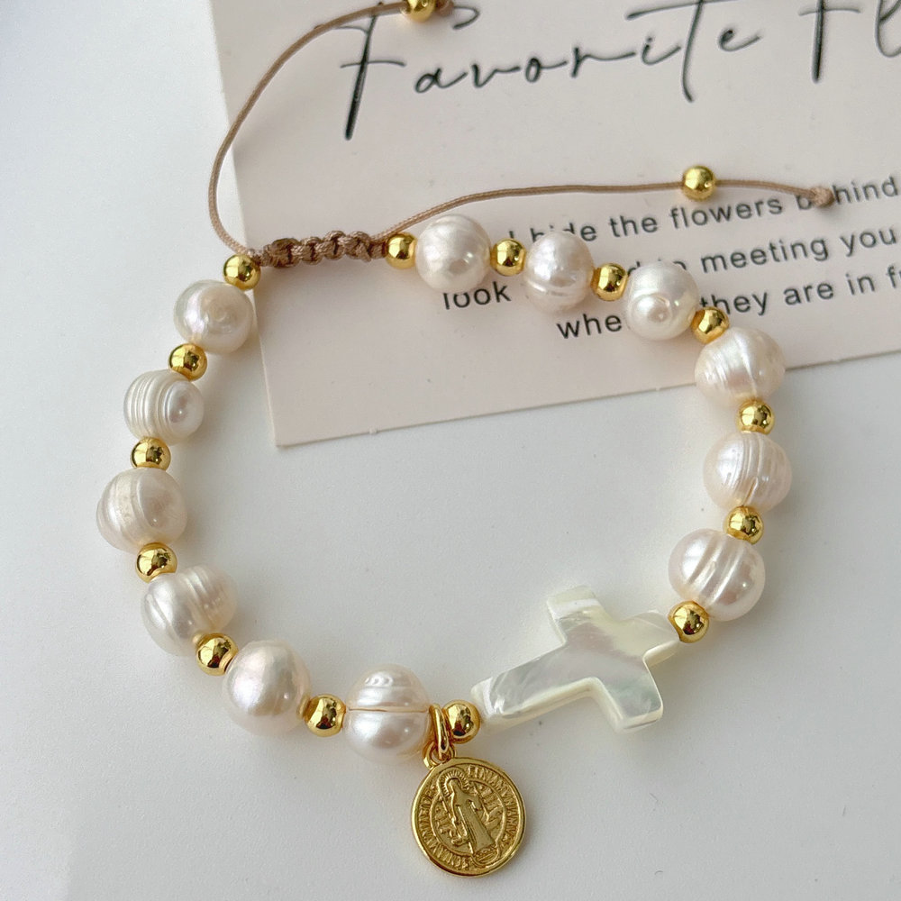Fresh water pearl cross pendant