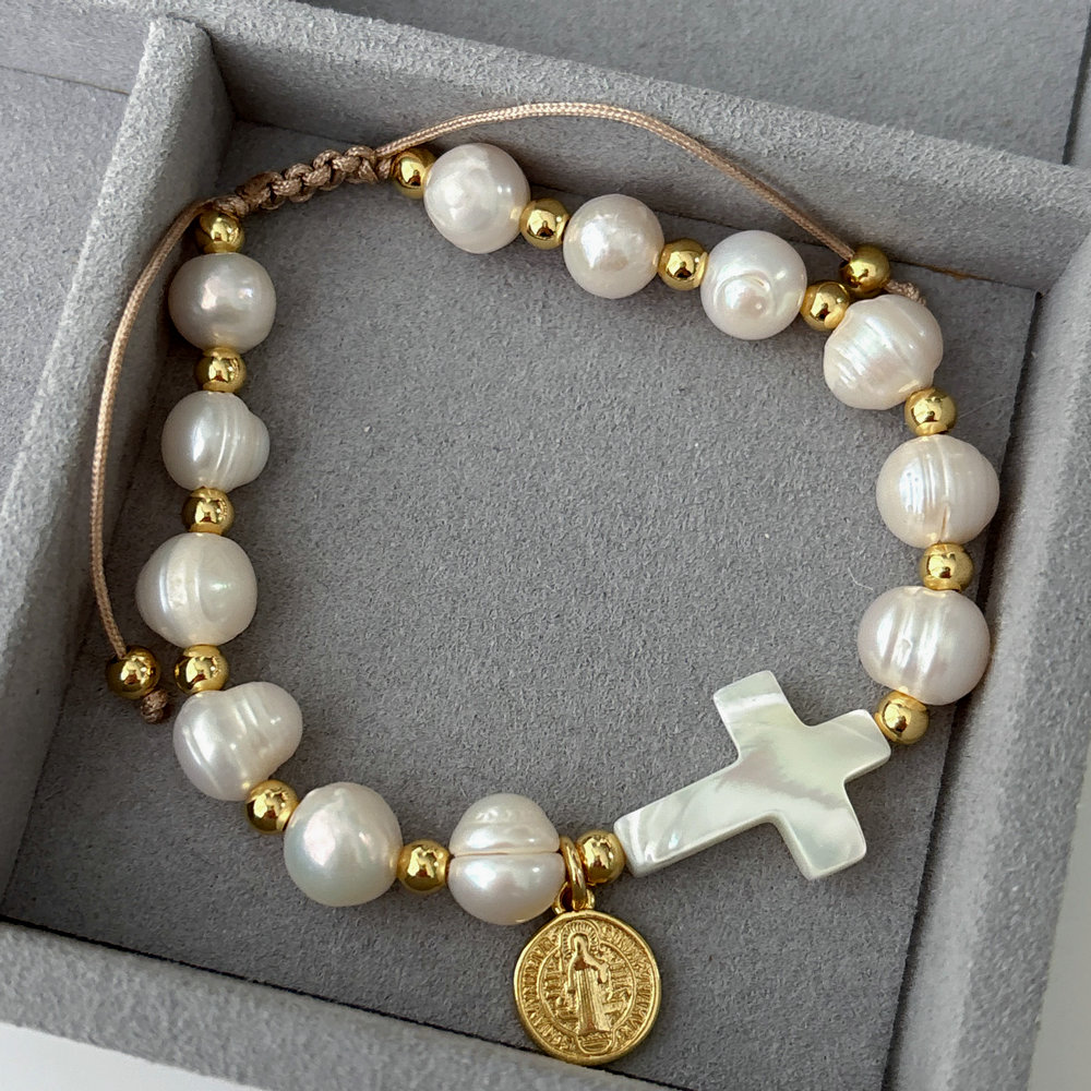 Fresh water pearl cross pendant