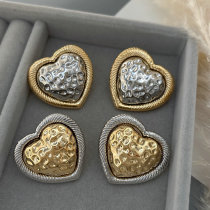 Metal twotone heart earrings