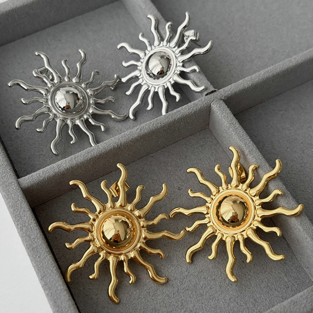Metal sunflower earrings