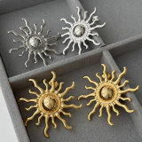 Metal sunflower earrings