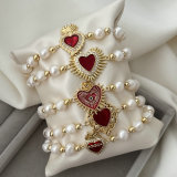 Fresh water pearl heart bracelet
