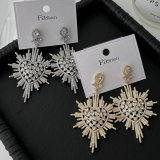 Pave zircon heart earrings