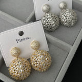 Pave zircon chunky ball earrings