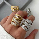 Pave zircon chunky twist ring