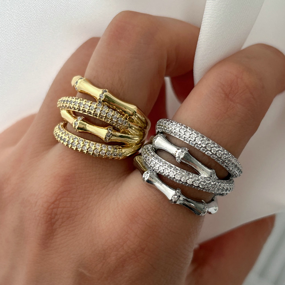 Pave zircon twist ring