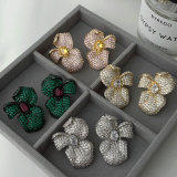 Pave zircon chunky flower earrings