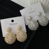 Pave zircon chunky ball earrings