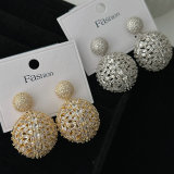 Pave zircon chunky ball earrings