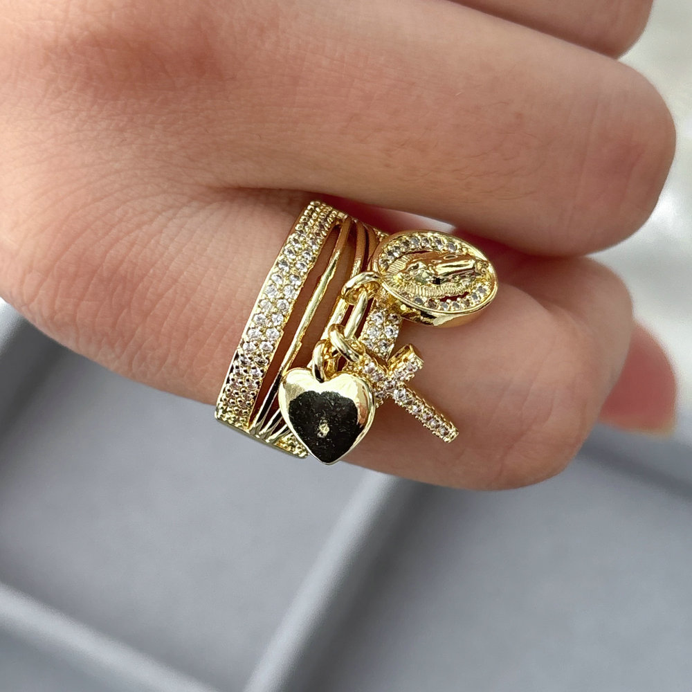 Pave zircon cross ring