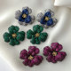 Pave zircon chunky flower earrings
