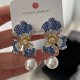 Pave zircon chunky flower earrings