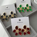 Pave flower earrings