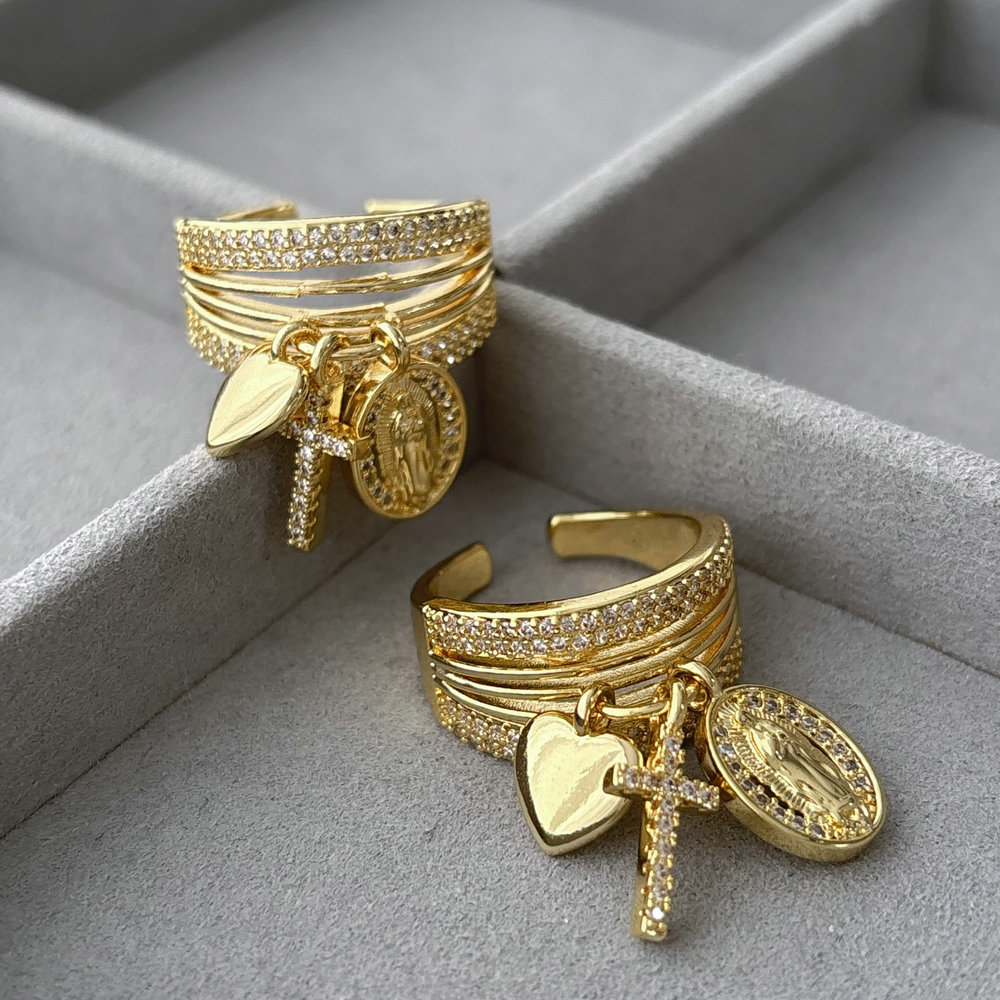 Pave zircon cross ring
