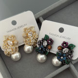 Pave zircon flower earrings