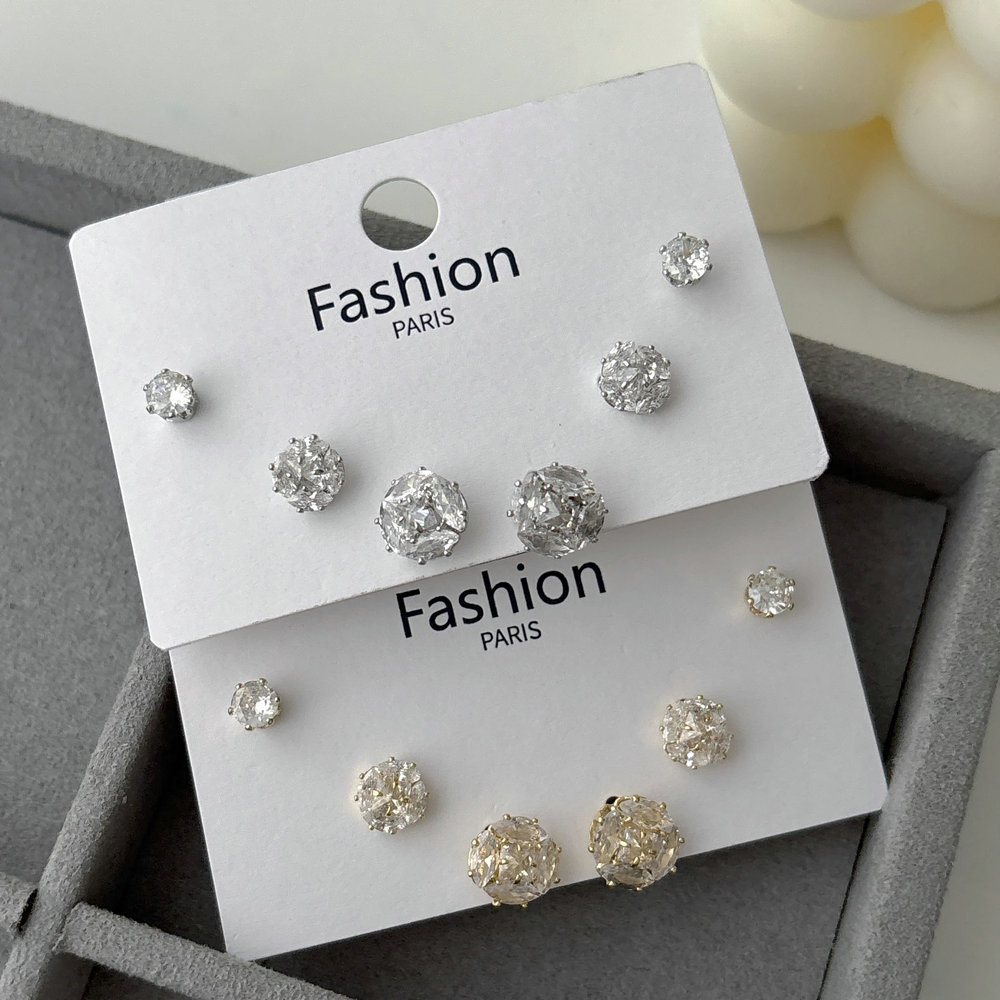 Set zircon stud earrings