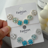 Set pave zircon flower earrings