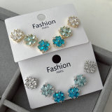 Set pave zircon flower earrings