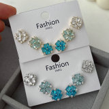Set pave zircon flower earrings