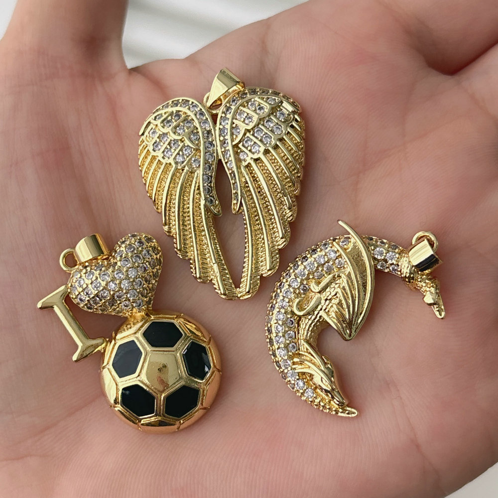 Pave zircon wing charm
