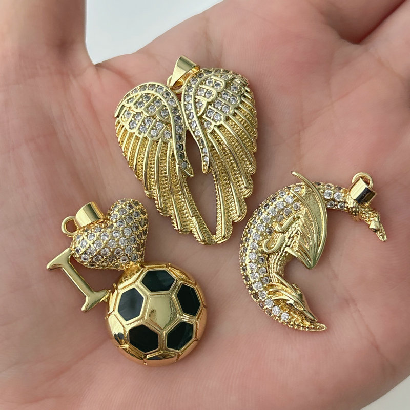 Pave zircon wing charm