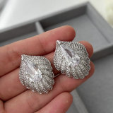 Pave zircon leaf earrings