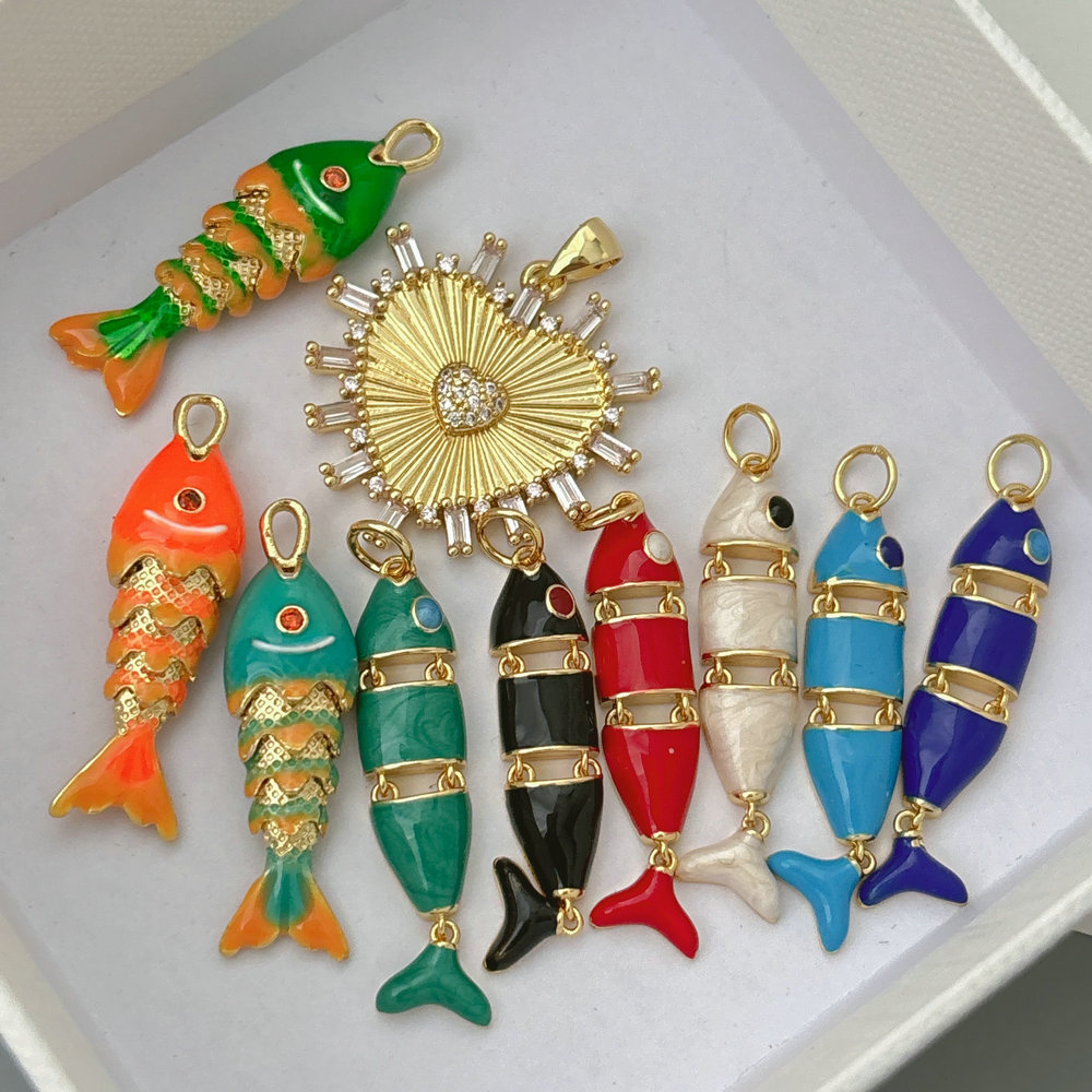 Enamel fish charm