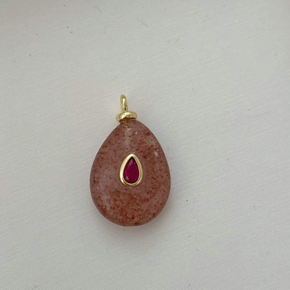 Water drop gemstone charm