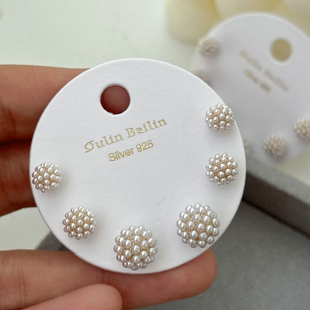Set pearl ball earrings